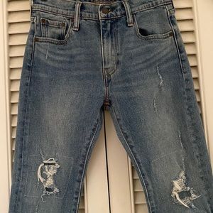 Levi 505c Slim Straight Leg Distressed Jeans